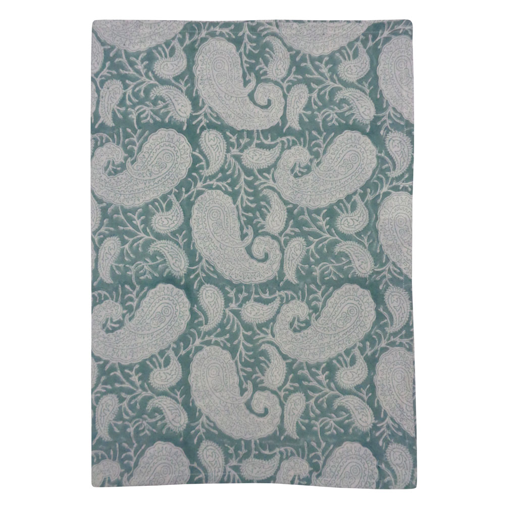 Hand Block Printed Cotton Kitchen Towels 50x70 cms Ambi Mineral Blue Gud 201582