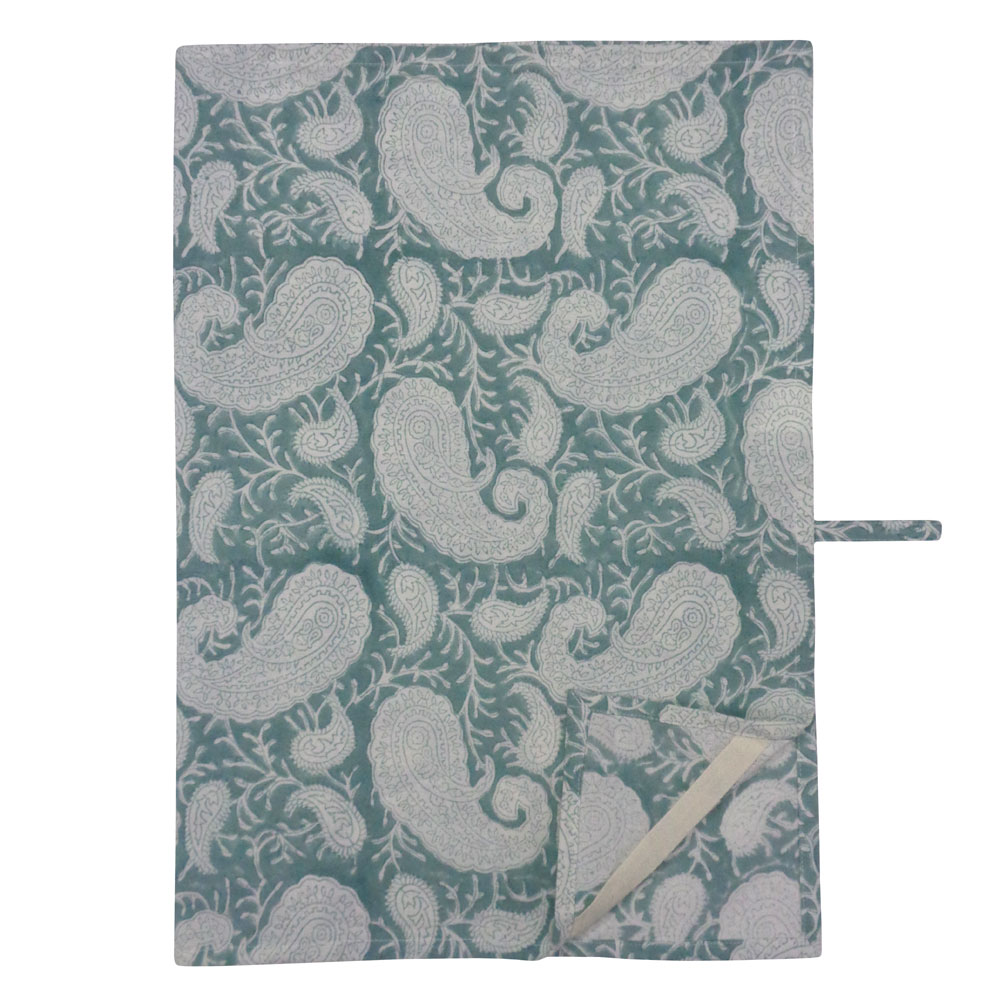 Hand Block Printed Cotton Kitchen Towels 50x70 cms Ambi Mineral Blue Gud 201582
