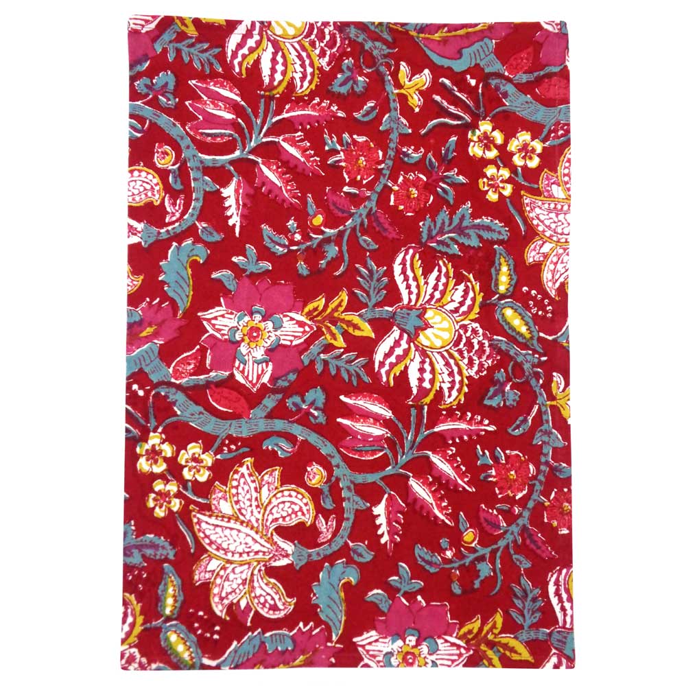 Hand Block Printed Cotton Kitchen Towels 50x70 cms Anarkali Red Gud 201397