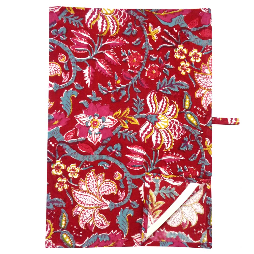 Hand Block Printed Cotton Kitchen Towels 50x70 cms  Anarkali Red Gud 201397