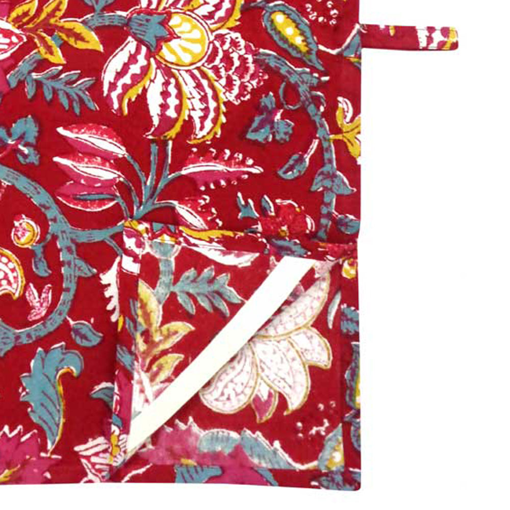 Hand Block Printed Cotton Kitchen Towels 50x70 cms Anarkali Red Gud 201397