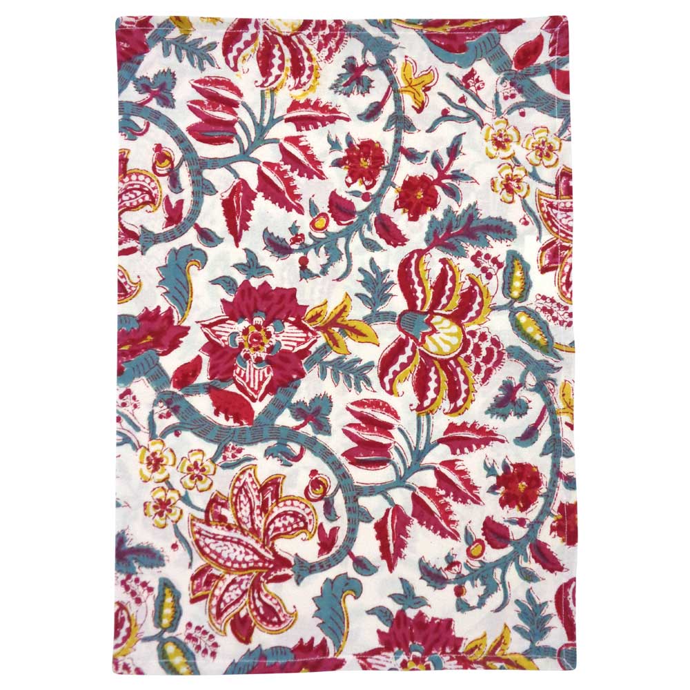 Hand Block Printed Cotton Kitchen Towels 50x70 cms Anarkali Red Open 200652