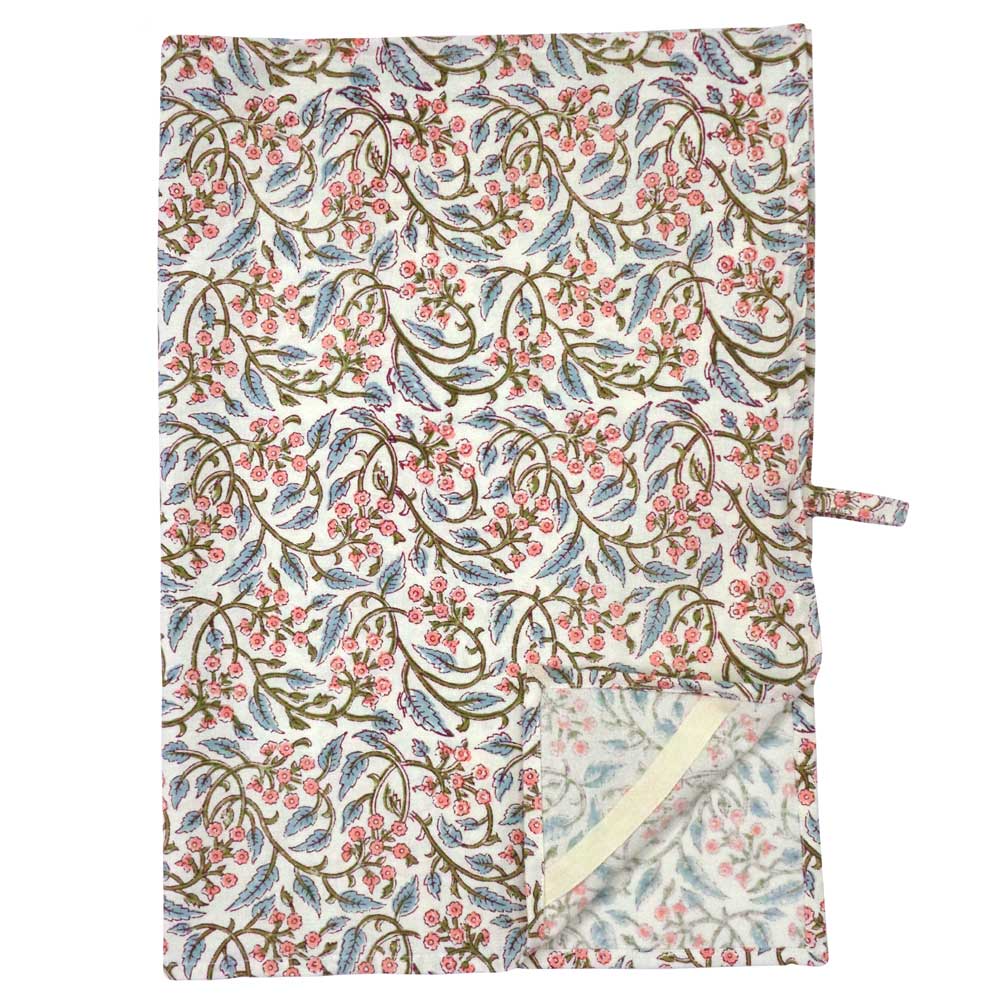 Hand Block Printed Cotton Kitchen Towels 50x70 cms Berry Pink 106128