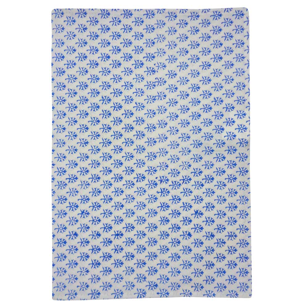 Hand Block Printed Cotton Kitchen Towels 50x70 cms Booti Blue 400385