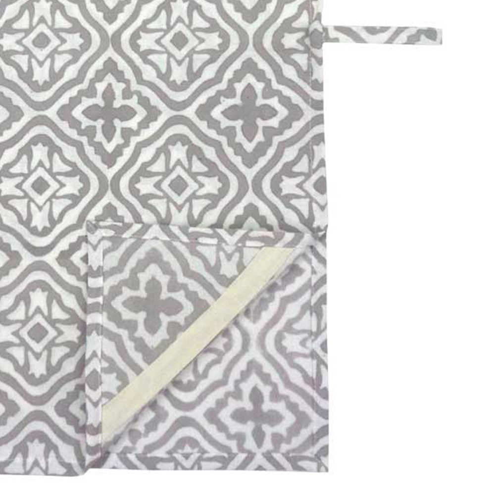 Hand Block Printed Cotton Kitchen Towels 50x70 cms  Cross Flower Grey 100459