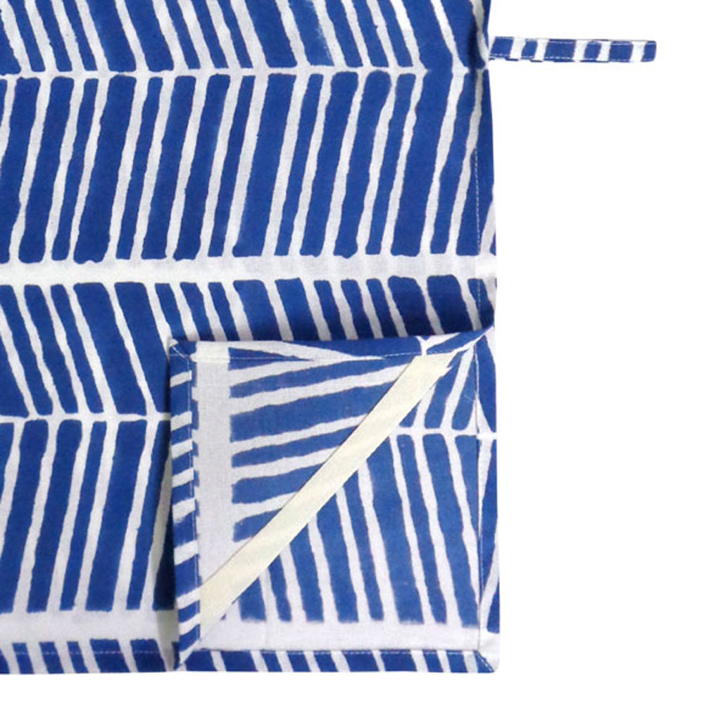 Hand Block Printed Cotton Kitchen Towels 50x70 cms Herringbone Blue 100468