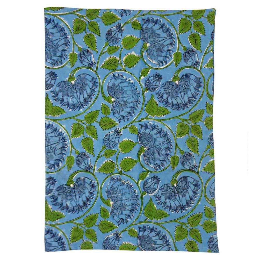 Hand Block Printed Cotton Kitchen Towels 50x70 cms Kamal Aqua Gud 101288