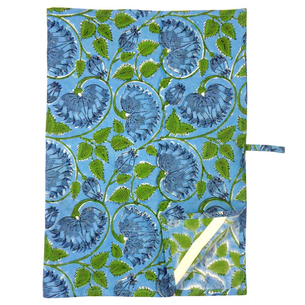 Hand Block Printed Cotton Kitchen Towels 50x70 cms Kamal Aqua Gud 101288