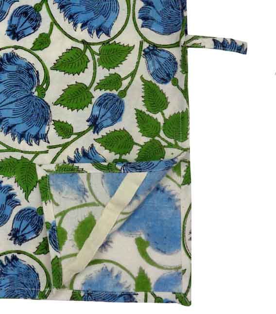 Hand Block Printed Cotton Kitchen Towels 50x70 cms Kamal Aqua Open 106099