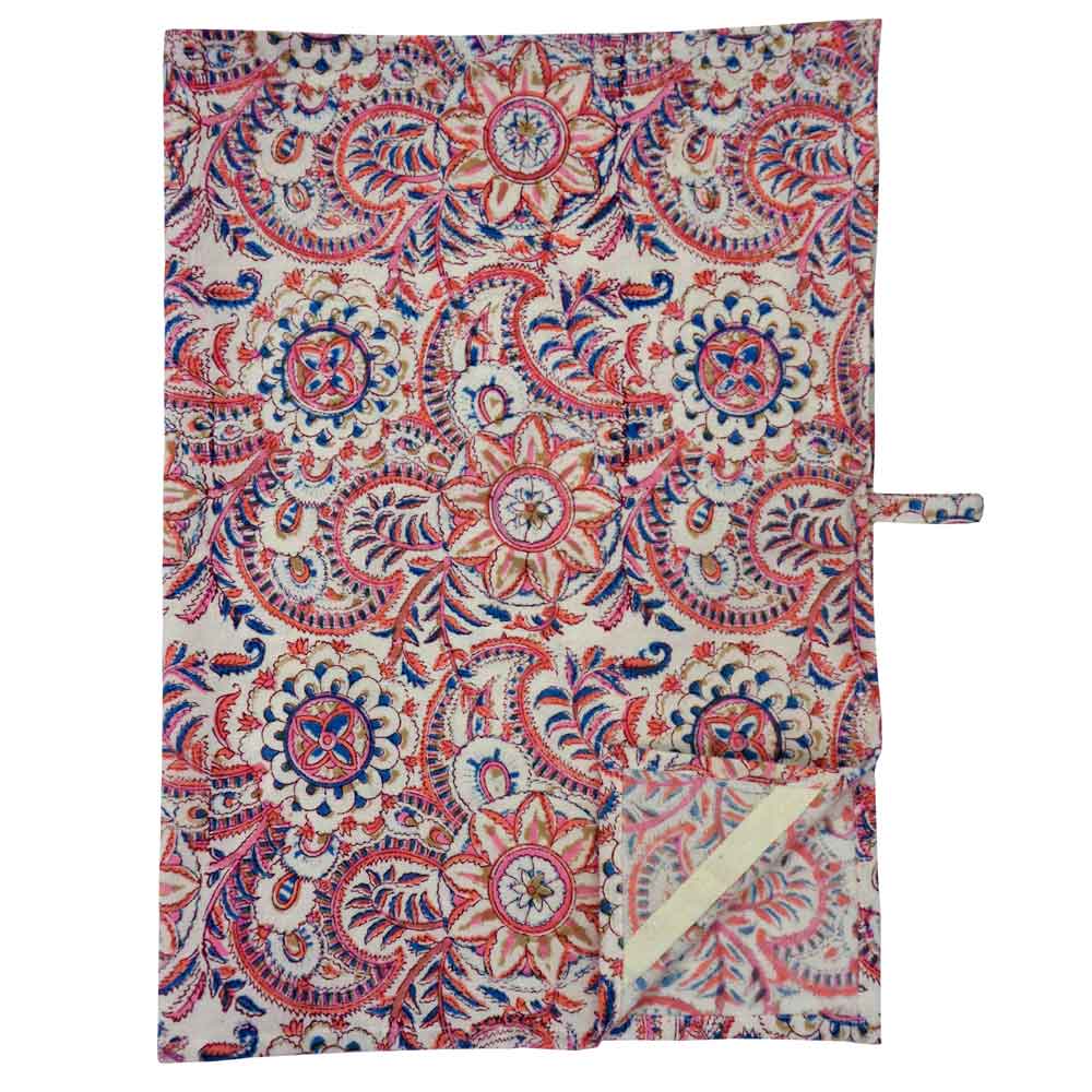 Hand Block Printed Cotton Kitchen Towels 50x70 cms Kusum Gulabi Jaal 106025