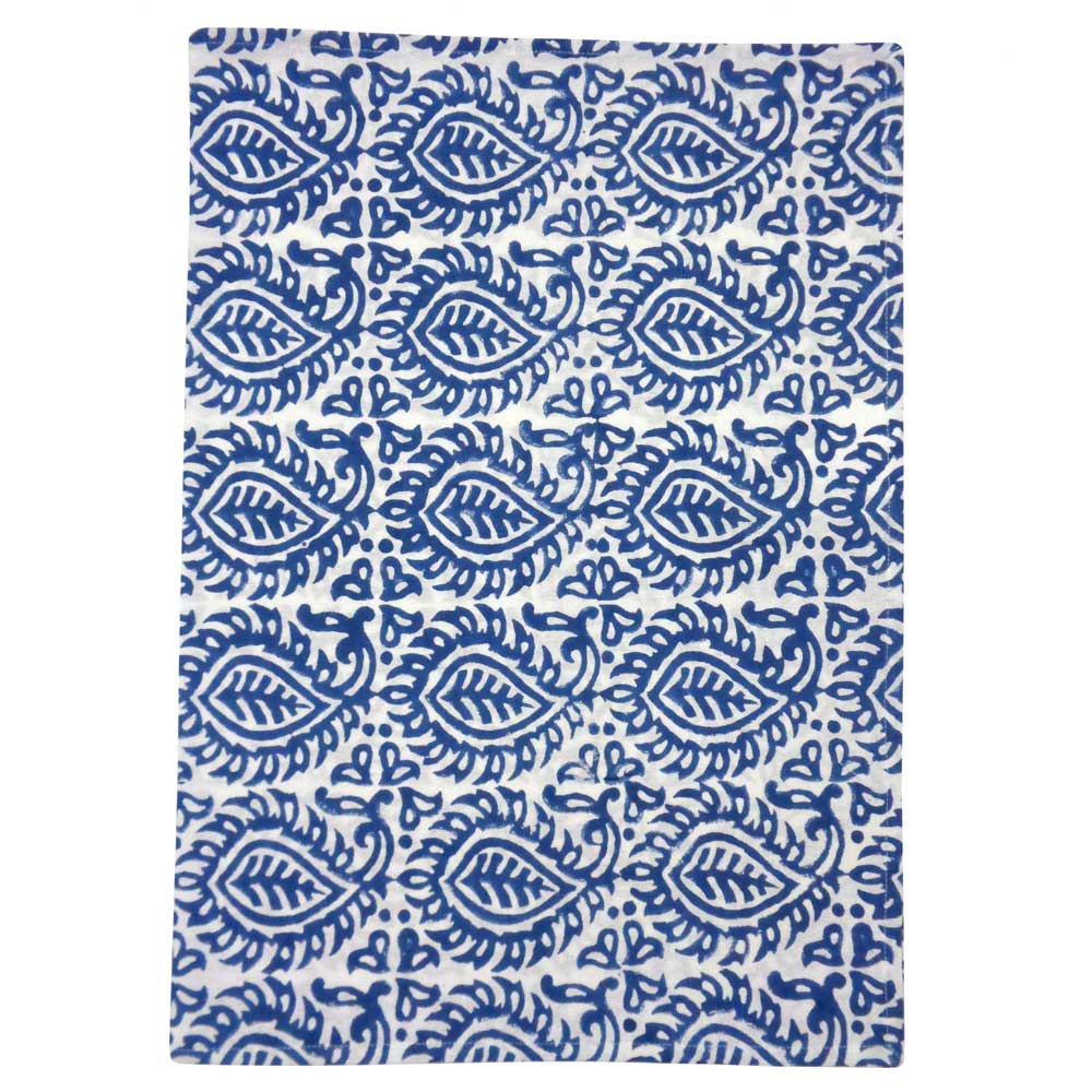 Hand Block Printed Cotton Kitchen Towels 50x70 cms Leaf Blue 201114