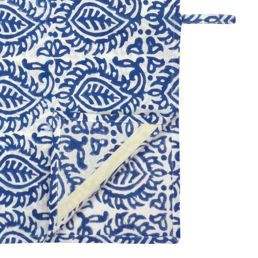 Hand Block Printed Cotton Kitchen Towels 50x70 cms Botanical Blue 208106