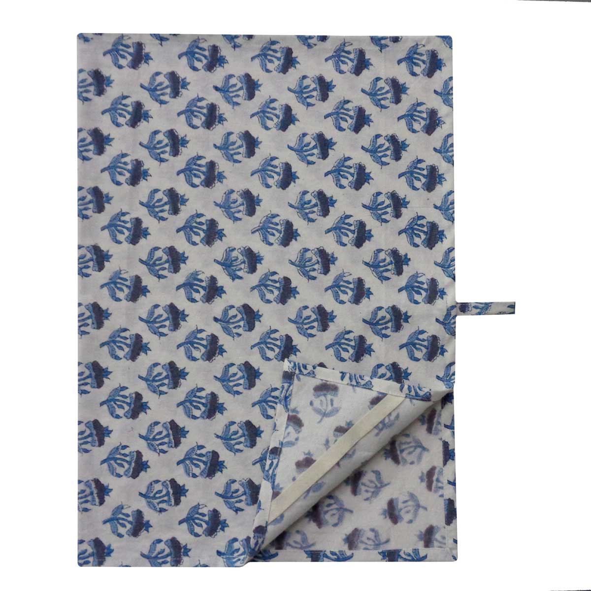 Hand Block Printed Cotton Kitchen Towels 50x70 cms Marigold Teal 230514