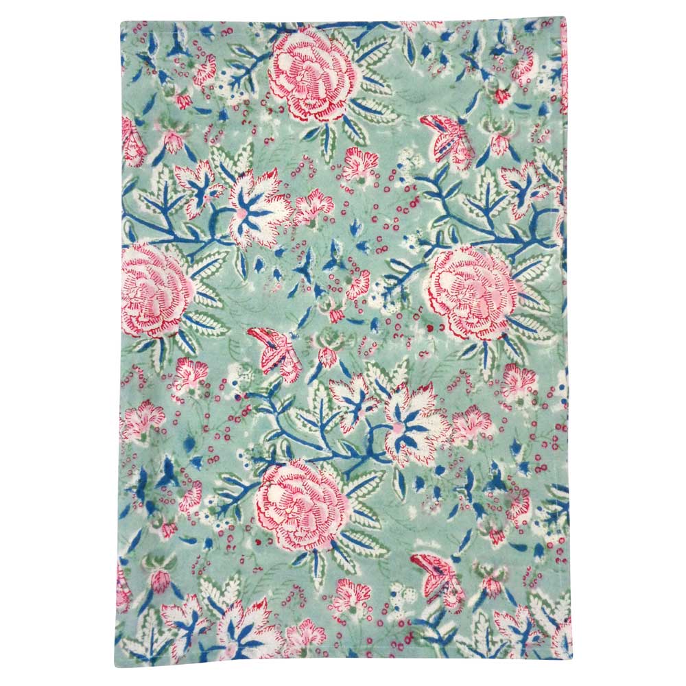 Hand Block Printed Cotton Kitchen Towels 50x70 cms Naya Gulab Gud 101341