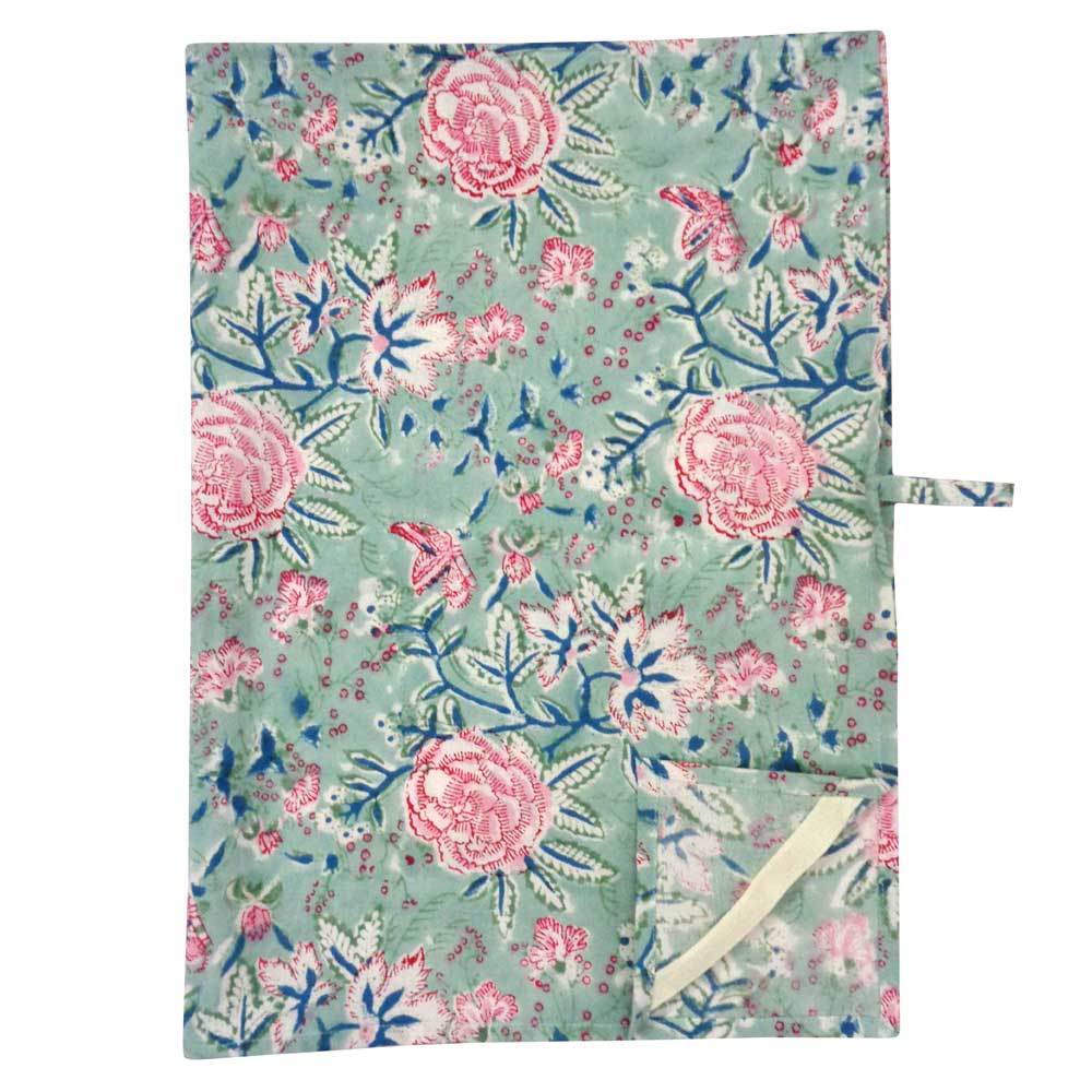 Hand Block Printed Cotton Kitchen Towels 50x70 cms Naya Gulab Gud 101341