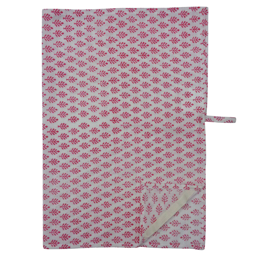 Hand Block Printed Cotton Kitchen Towels 50x70 cms Neem Raspberry 204714