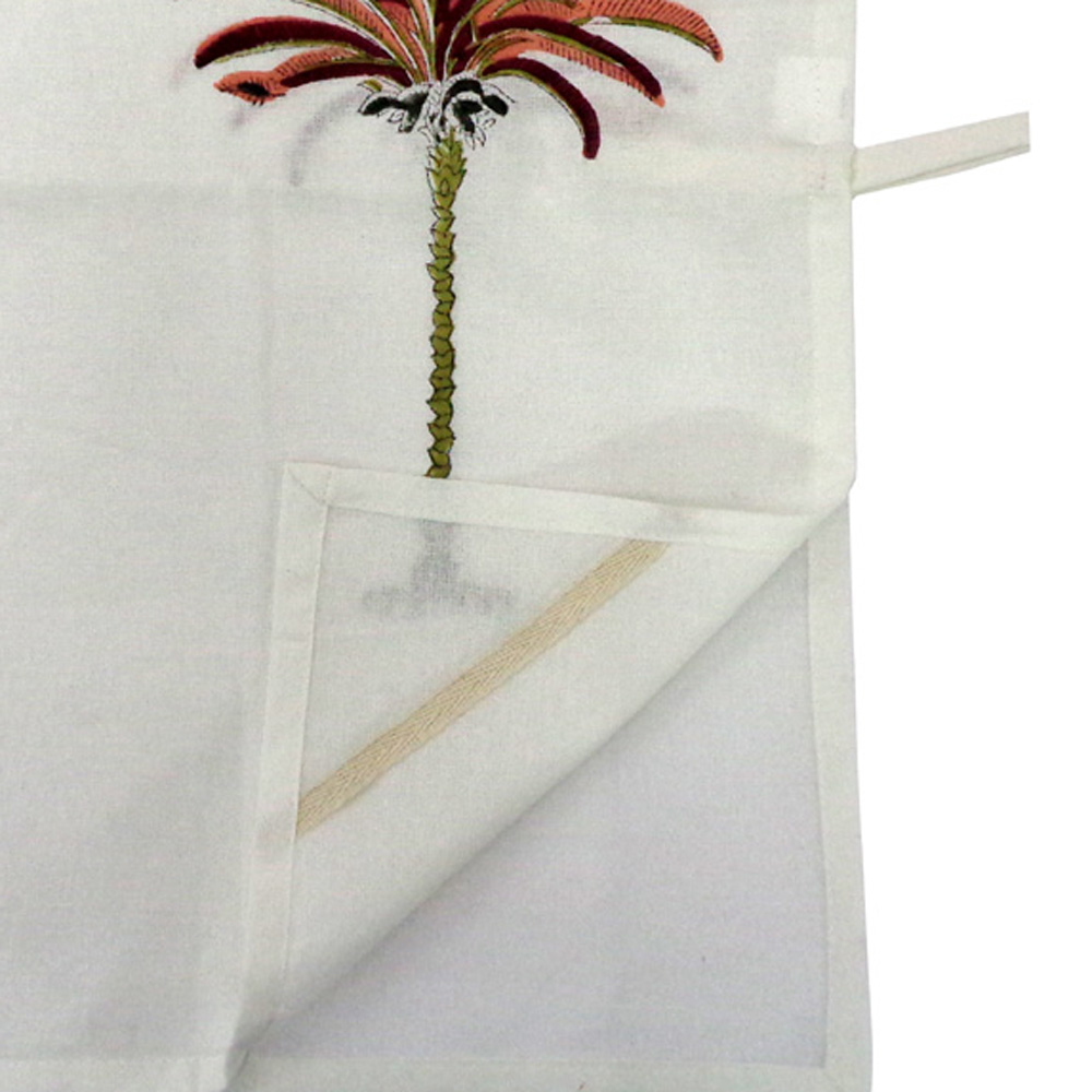 Hand Block Printed Cotton Kitchen Towels 50x70 cms Palm Tree Pink 100519