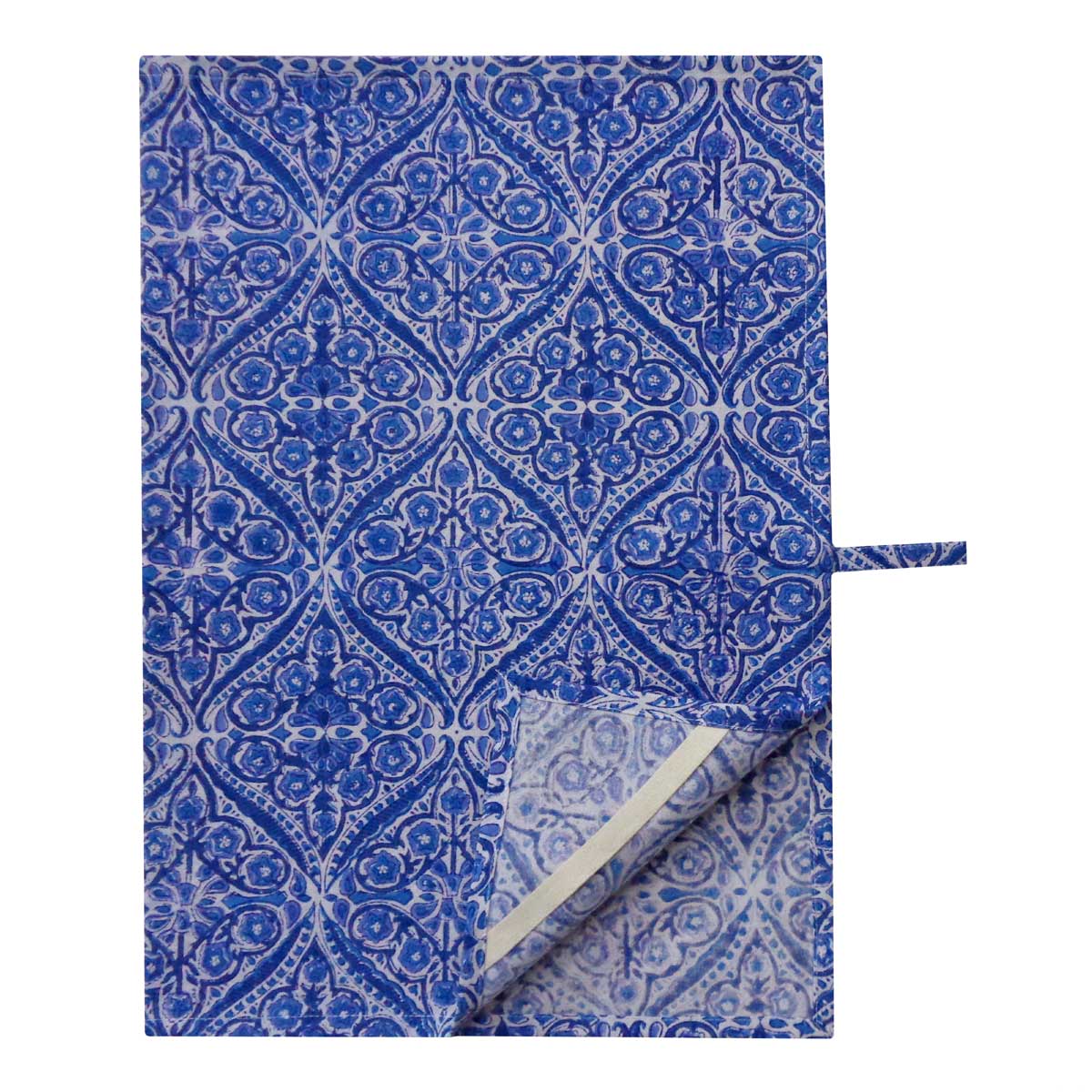 Hand Block Printed Cotton Kitchen Towels 50x70 cms Phool Chokri Nili 505055