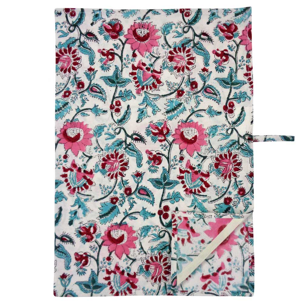 Hand Block Printed Cotton Kitchen Towels 50x70 cms Phuljhari Open 200865