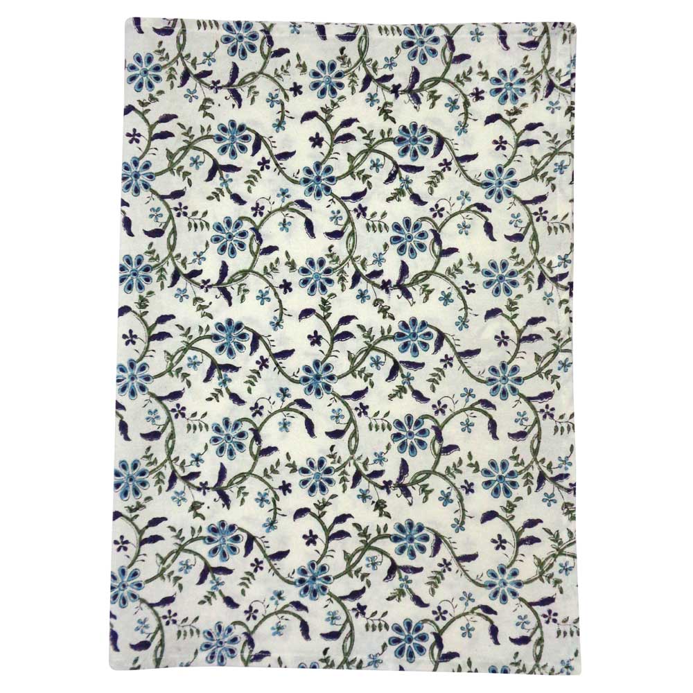 Hand Block Printed Cotton Kitchen Towels 50x70 cms Ragini Blue 106149