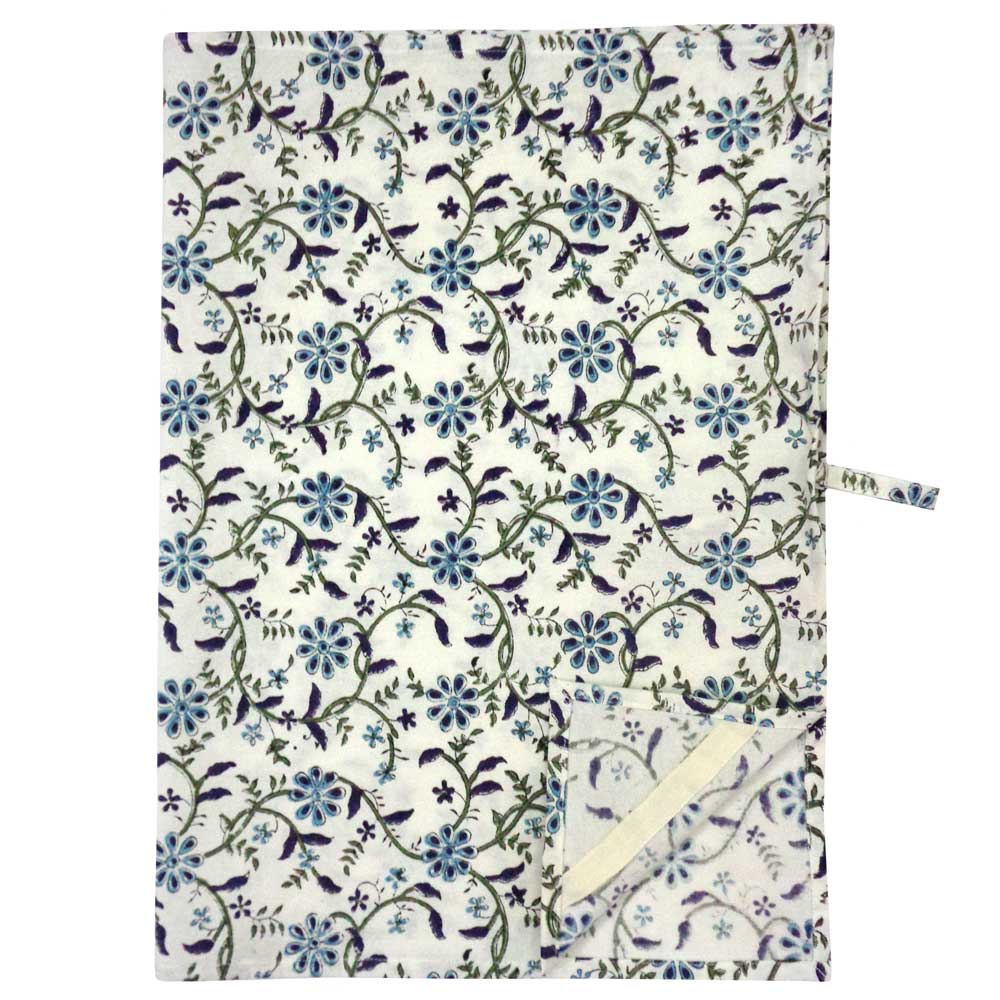 Hand Block Printed Cotton Kitchen Towels 50x70 cms Ragini Blue 106149