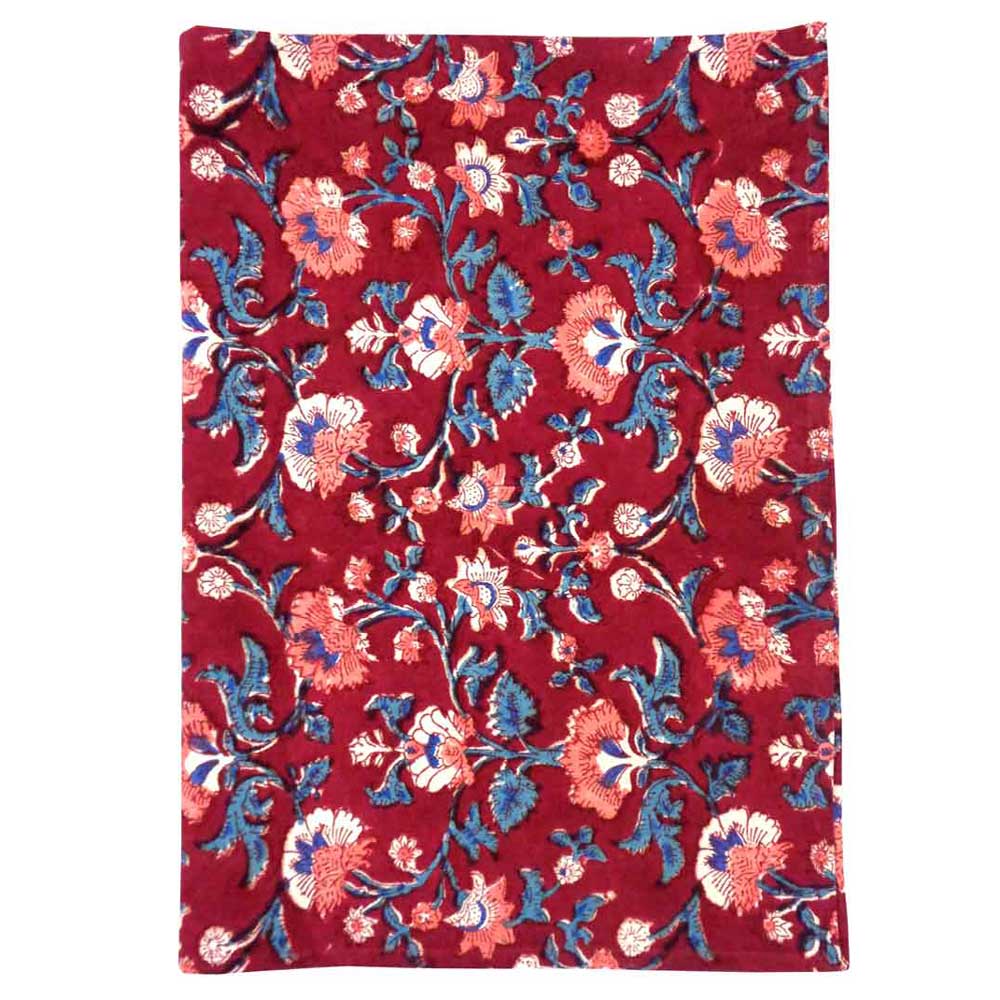 Hand Block Printed Cotton Kitchen Towels 50x70 cms Rukhsana Maroon Gud 105823