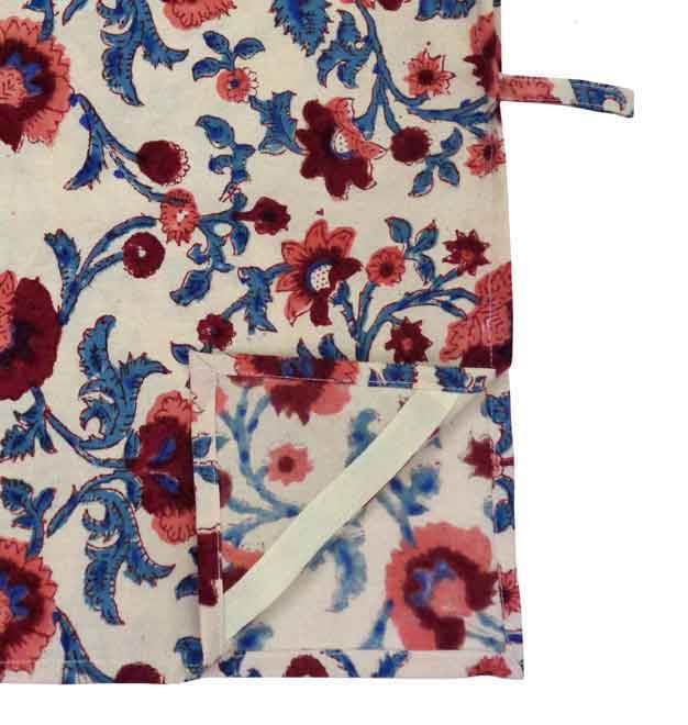 Hand Block Printed Cotton Kitchen Towels 50x70 cms Rukhsana Maroon Open 101275
