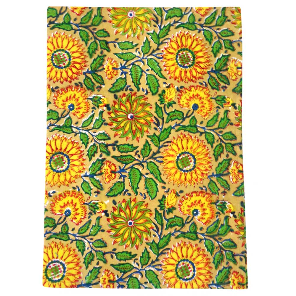 Hand Block Printed Cotton Kitchen Towels 50x70 cms Surajmukhi Canary Gud 102383