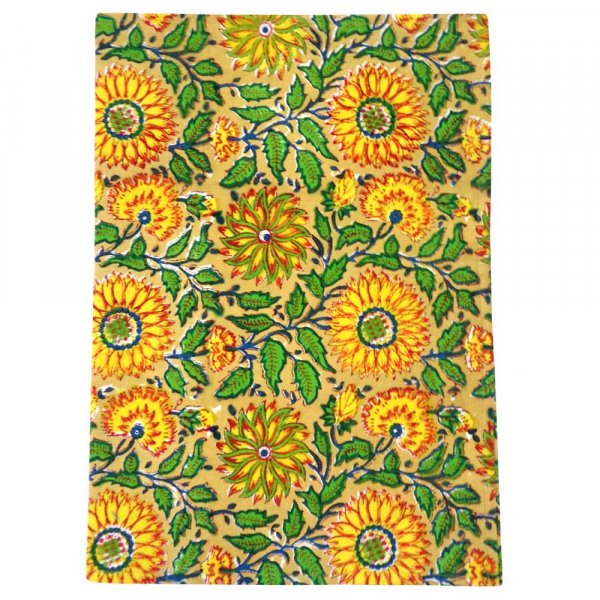 Image of Hand Block Printed Cotton Kitchen Towels 50x70 cms | Surajmukhi Canary Gud 102383