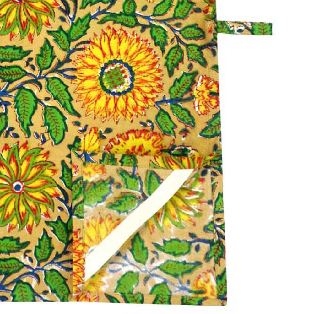 Hand Block Printed Cotton Kitchen Towels 50x70 cms Surajmukhi Canary Gud 102383