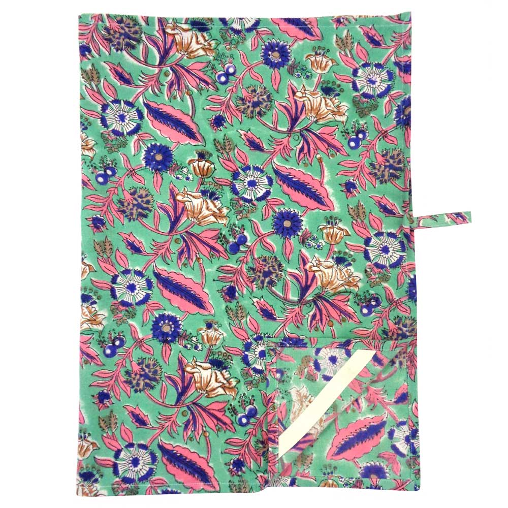 Hand Block Printed Cotton Kitchen Towels 50x70 cms Wild Flower Ocean Gud 101307