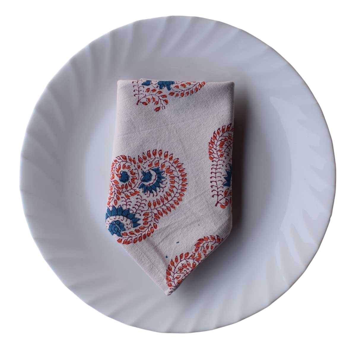 Hand Block Printed Cotton Napkin 45x45 cms Set of 4 Napkins Kusum Gulabi Boota 205379