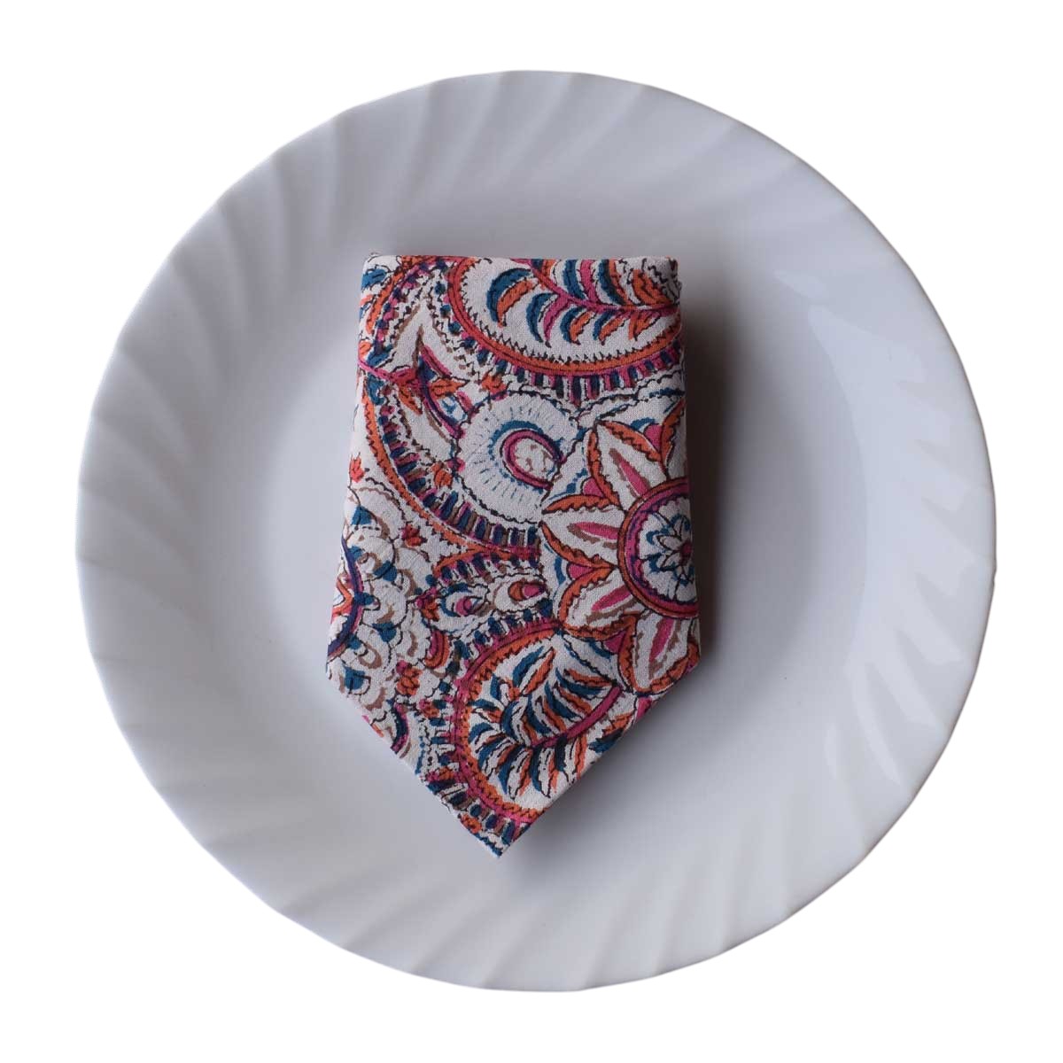 Hand Block Printed Cotton Napkin 45x45 cms Set of 4 Napkins Kusum Gulabi Jaal 106025