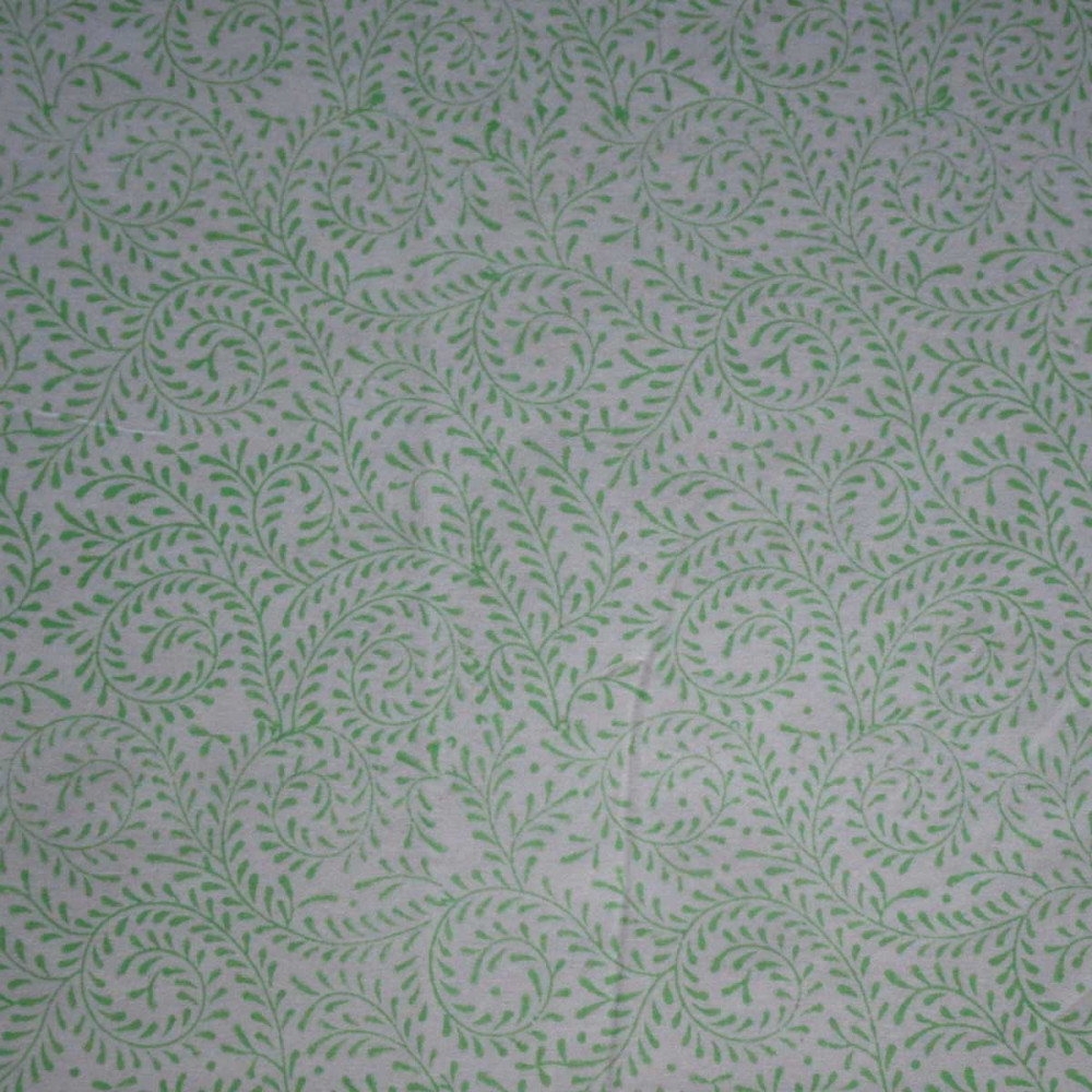 Image of 5 Yard Running Fabric Jaipur Block Printed Cotton 20 Sheeting Fabric | Leaves Green 100707