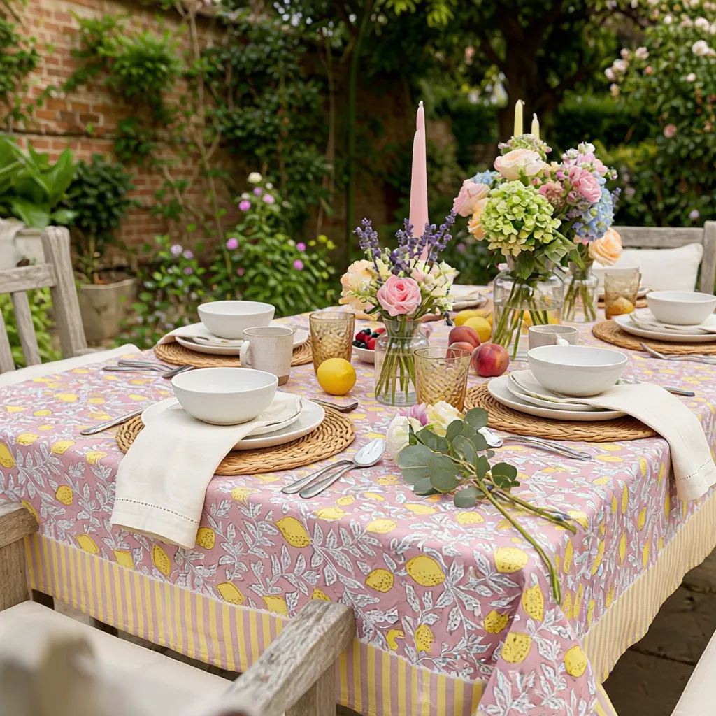 12 Seater Tablecloth 180x340 cms Lemon Earth 202404