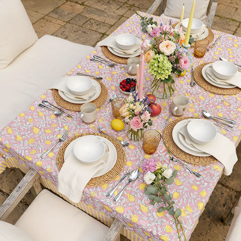 10 Seater Tablecloth 180x270 cms Lemon Earth 202404
