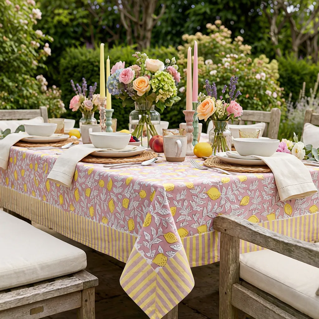 10 Seater Tablecloth 180x270 cms Lemon Earth 202404