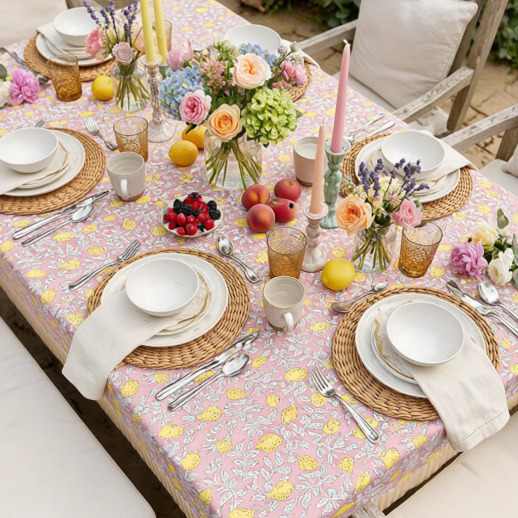 10 Seater Tablecloth 180x270 cms Lemon Earth 202404
