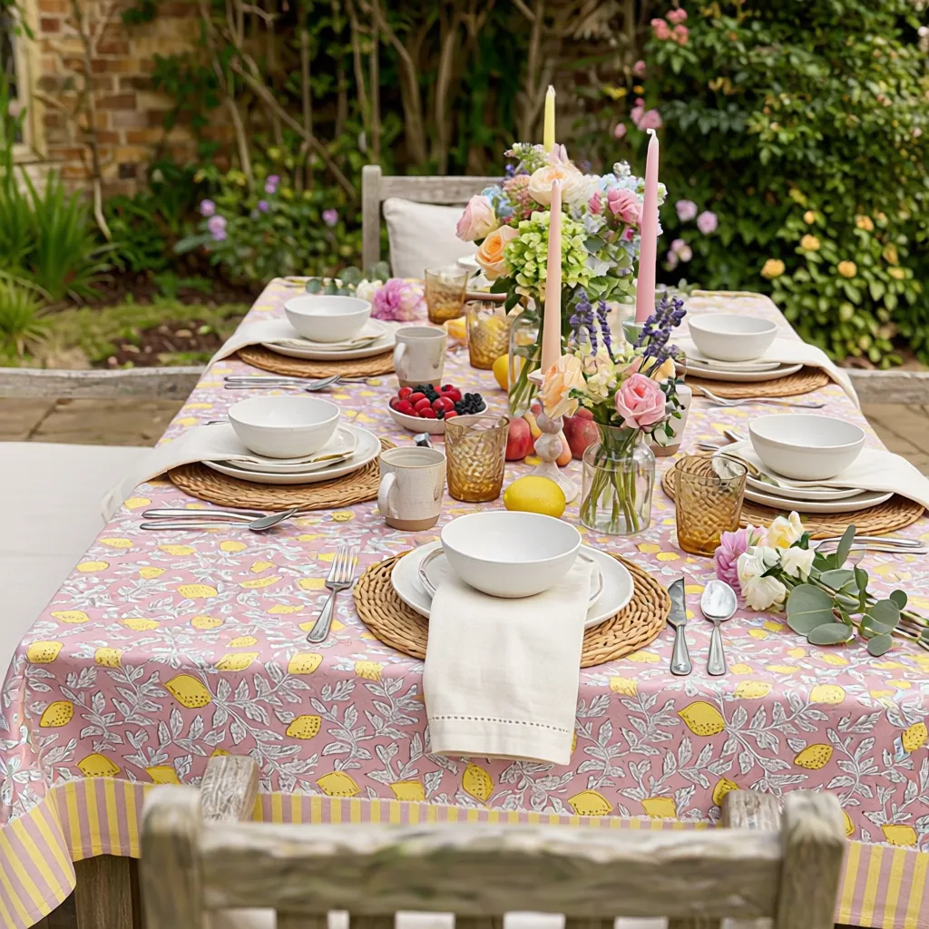 12 Seater Tablecloth 180x340 cms Lemon Earth 202404