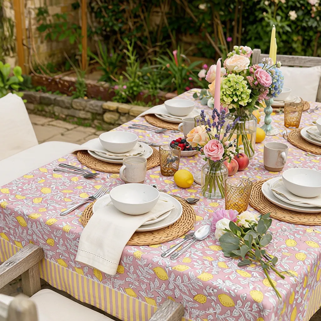 10 Seater Tablecloth 180x270 cms Lemon Earth 202404
