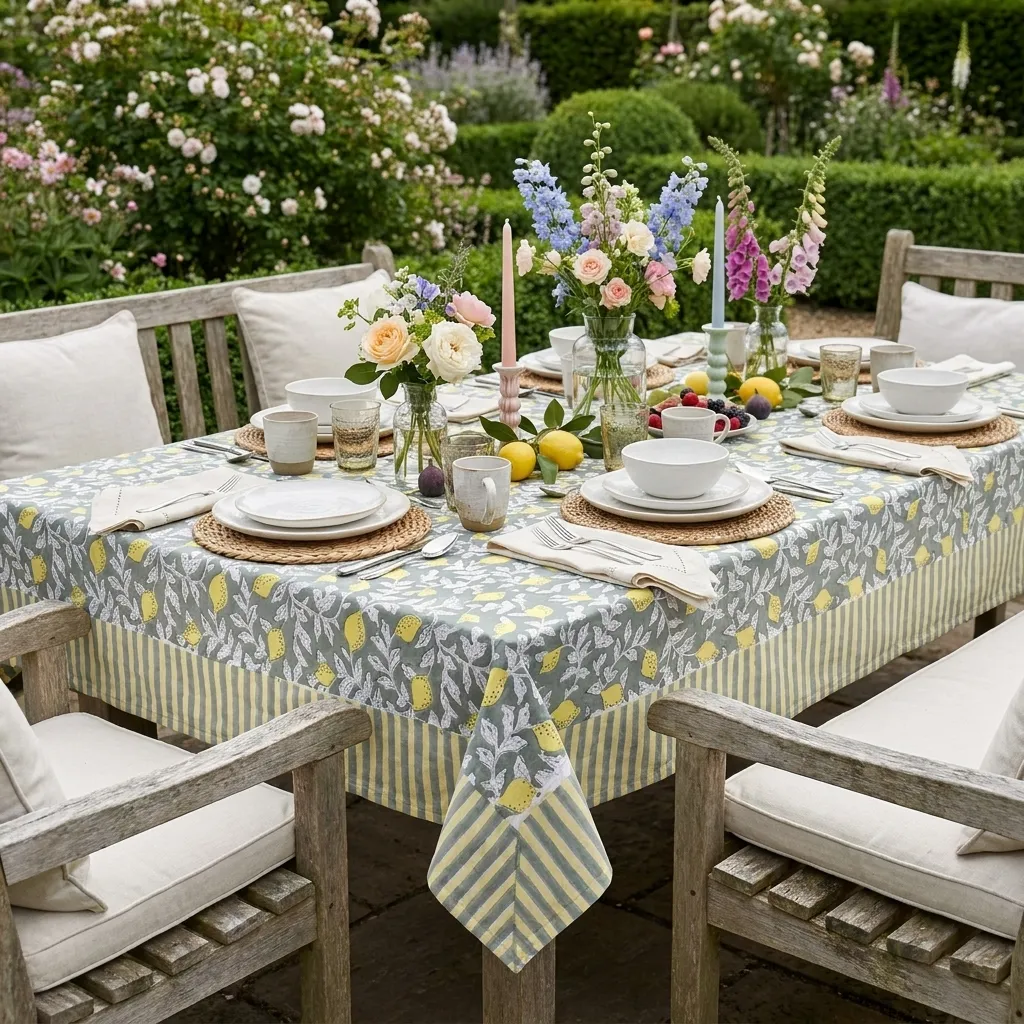 10 Seater Tablecloth 180x270 cms Lemon Green 202405