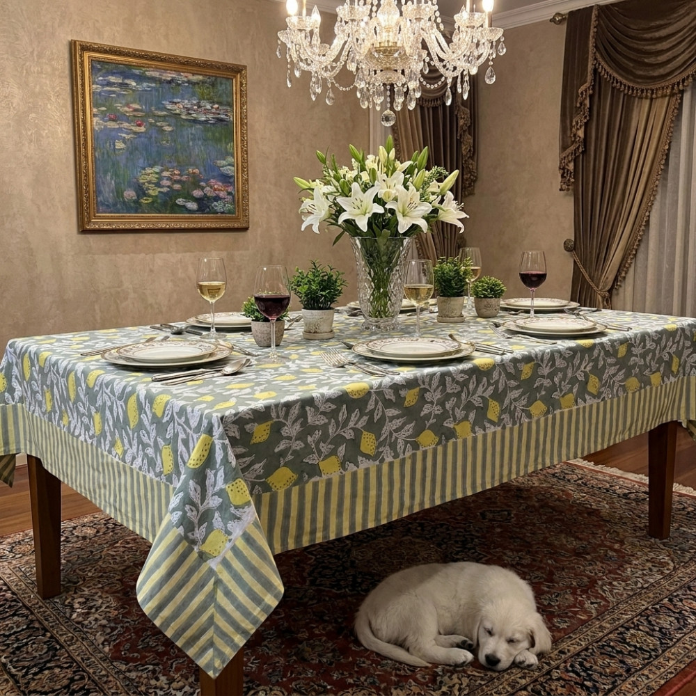 Image of 10 Seater Tablecloth 180x270 cms | Lemon Green 202405