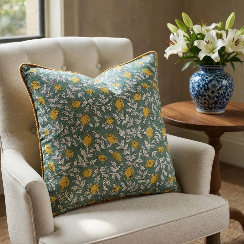 Piping Cushion Cover 50x50 cms Lemon Green 202405