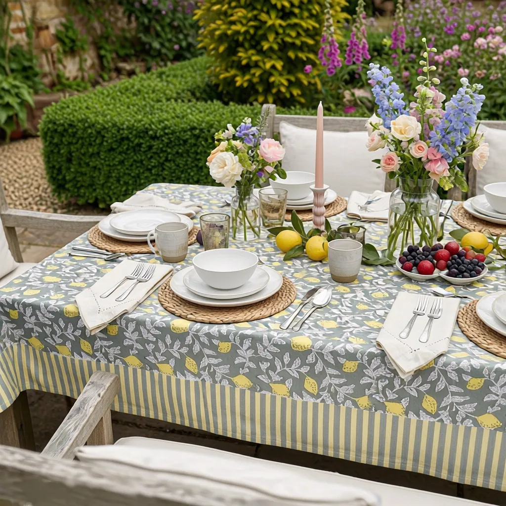 12 Seater Tablecloth 180x340 cms Lemon Green 202405