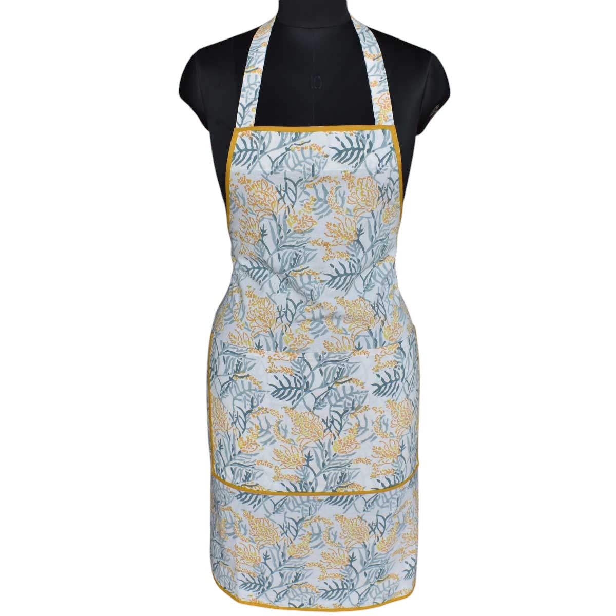 Indian Block-Printed 100 Cotton Apron  Lilas Amber 202507
