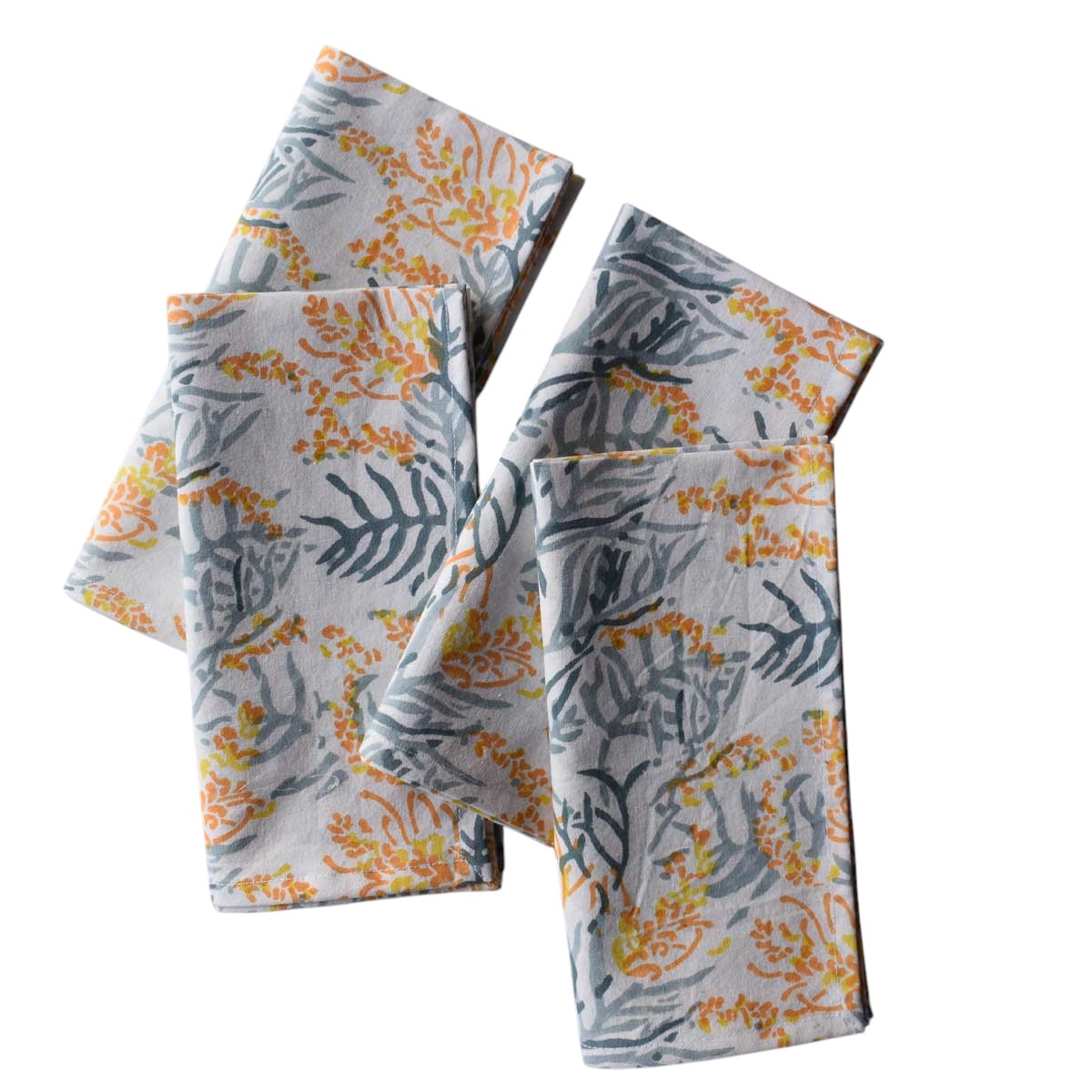 Hand Block Printed Cotton Napkin 45x45 cms Set of 4 Napkins  Lilas Amber 202507