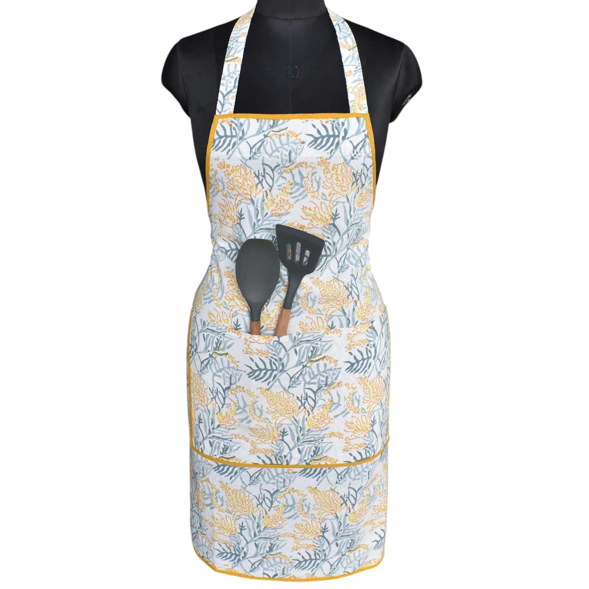 Indian Block-Printed 100 Cotton Apron Lilas Amber 202507