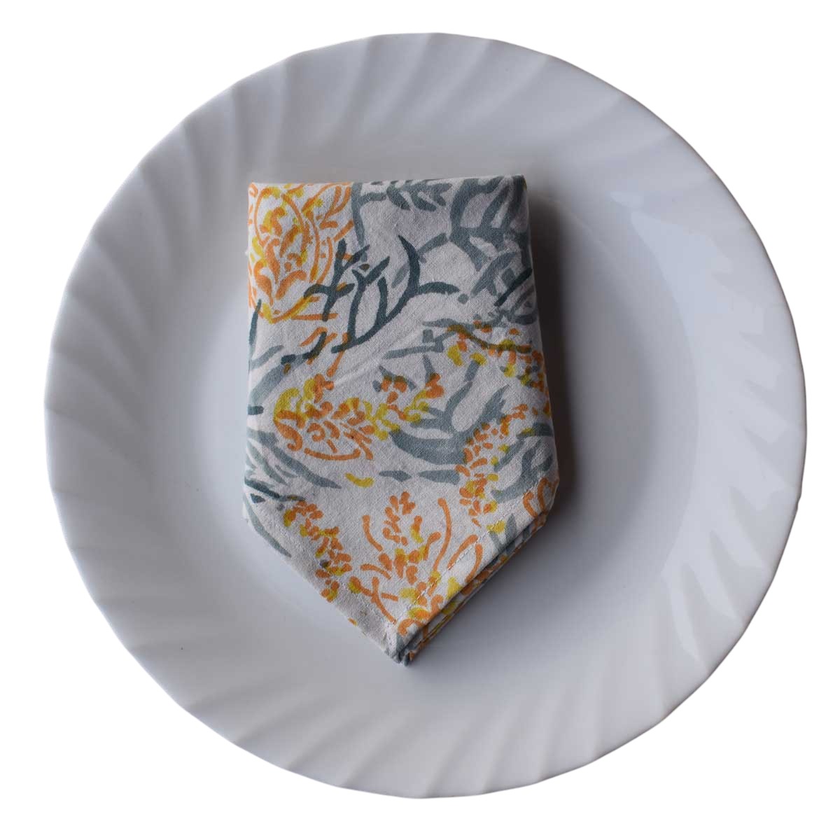 Hand Block Printed Cotton Napkin 45x45 cms Set of 4 Napkins  Lilas Amber 202507