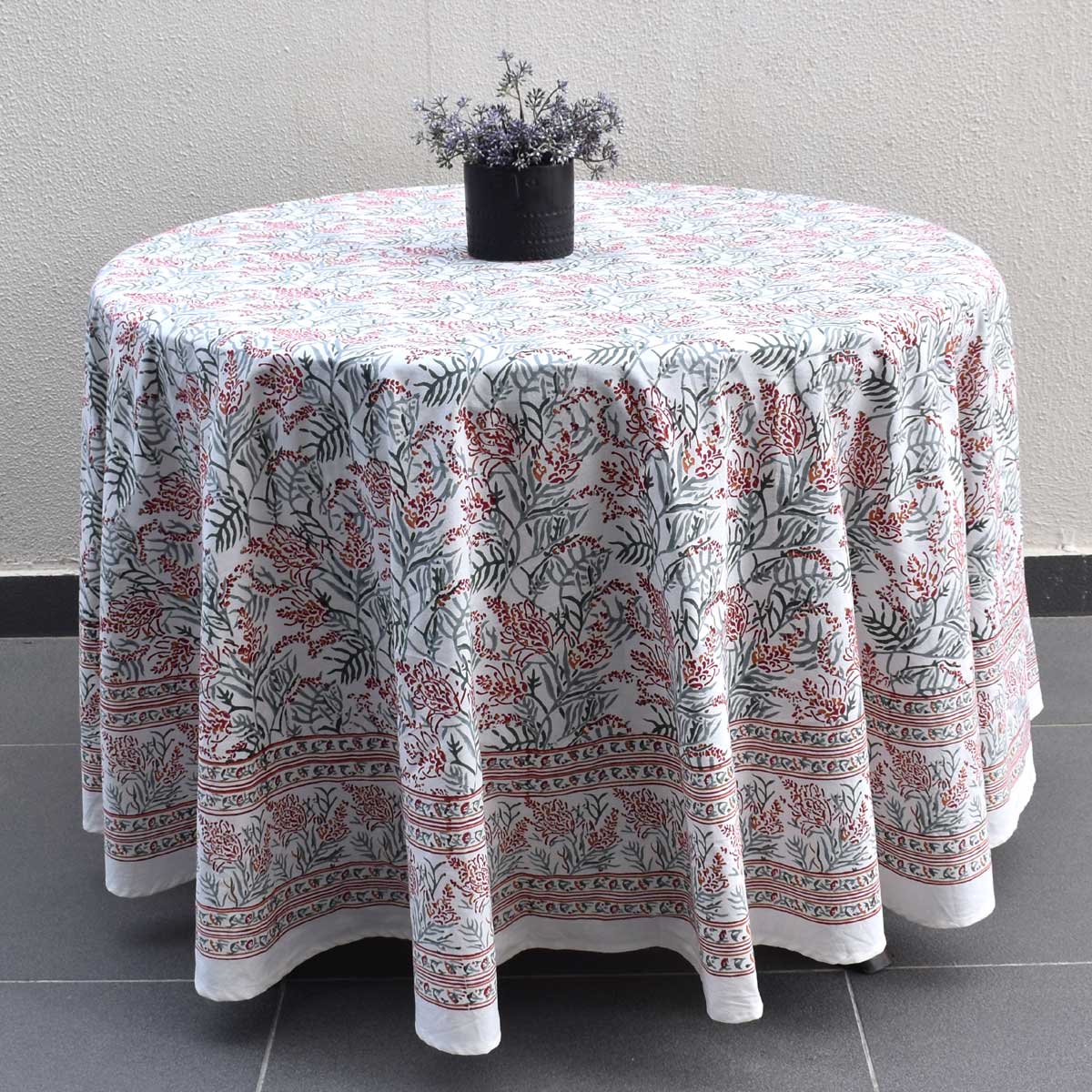 Round 220 cms Cotton French Design Table Cover Lilas Tango Lily 202508