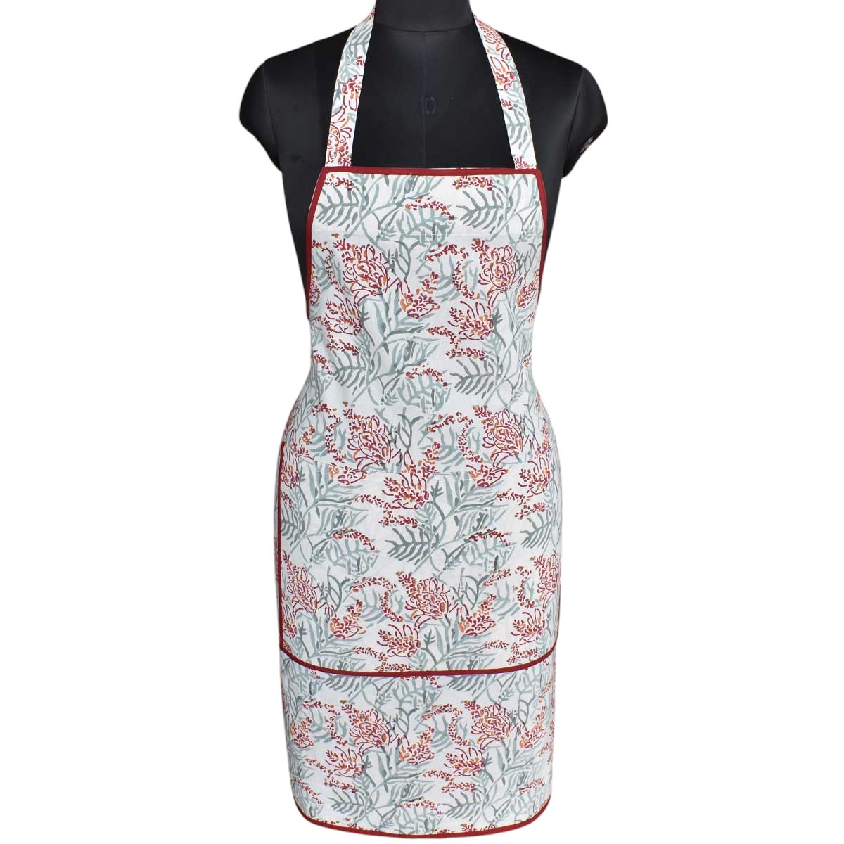 Indian Block-Printed 100 Cotton Apron Lilas Tango Lily 202508